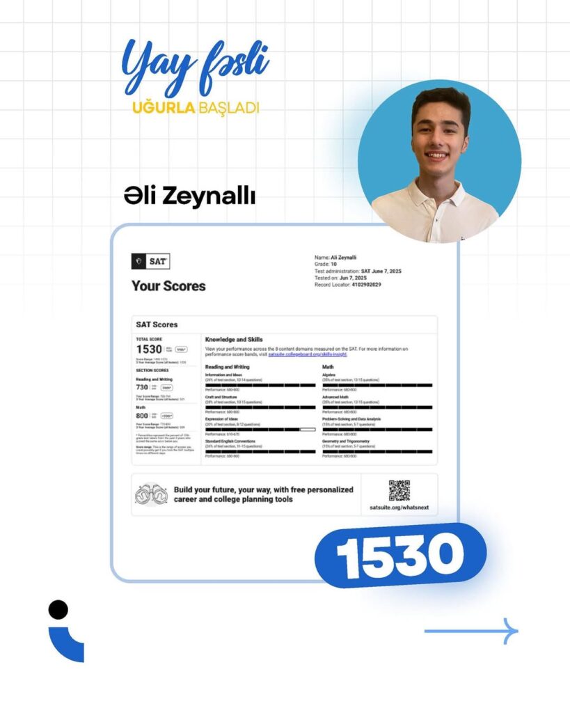 Bu yay mövsümündə tələbələrimizin SAT imtahanında əldə etdikləri yüksək nəticələri məmnuniyyətlə (5)