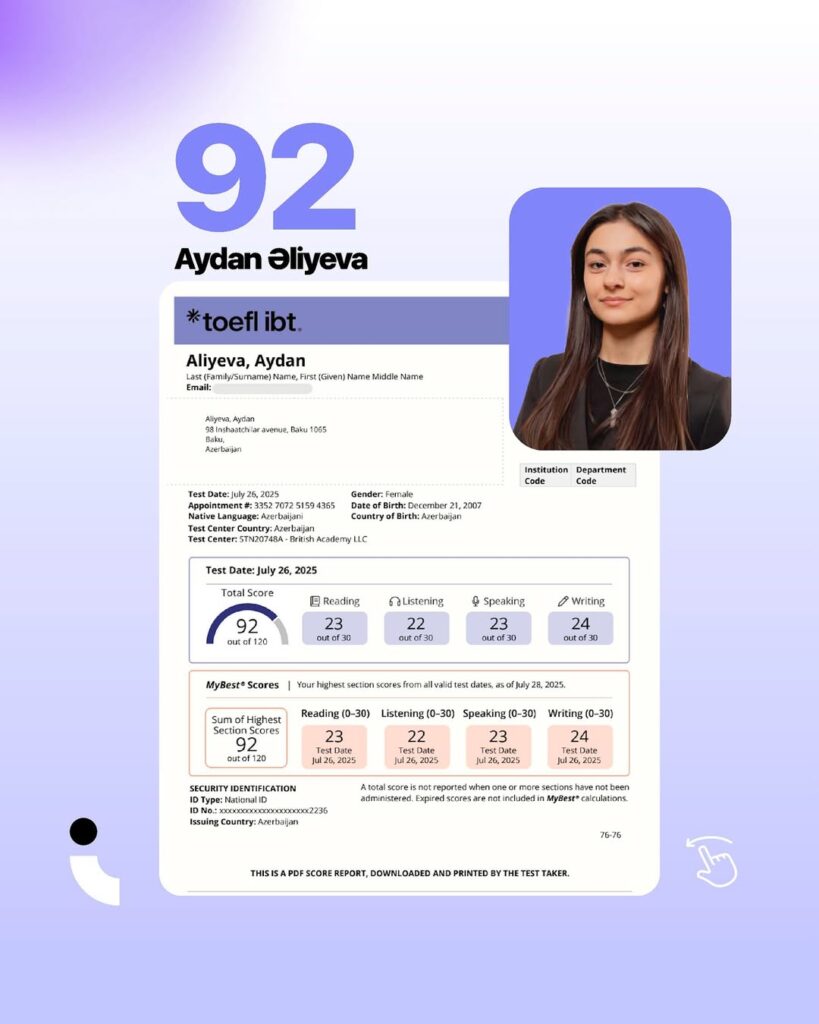 TOEFL qaliblərimizi təbrik edirik! 🤩🏆Müəllimlərimizin dəstəyi və tələbələrimizin çalışqanlığı (5)